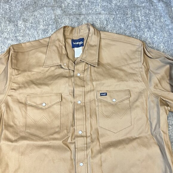 Wrangler Western Snap Shirt 2XT Tall Men's Brown Pearl Snap Long Sleeve - Picture 2 of 13